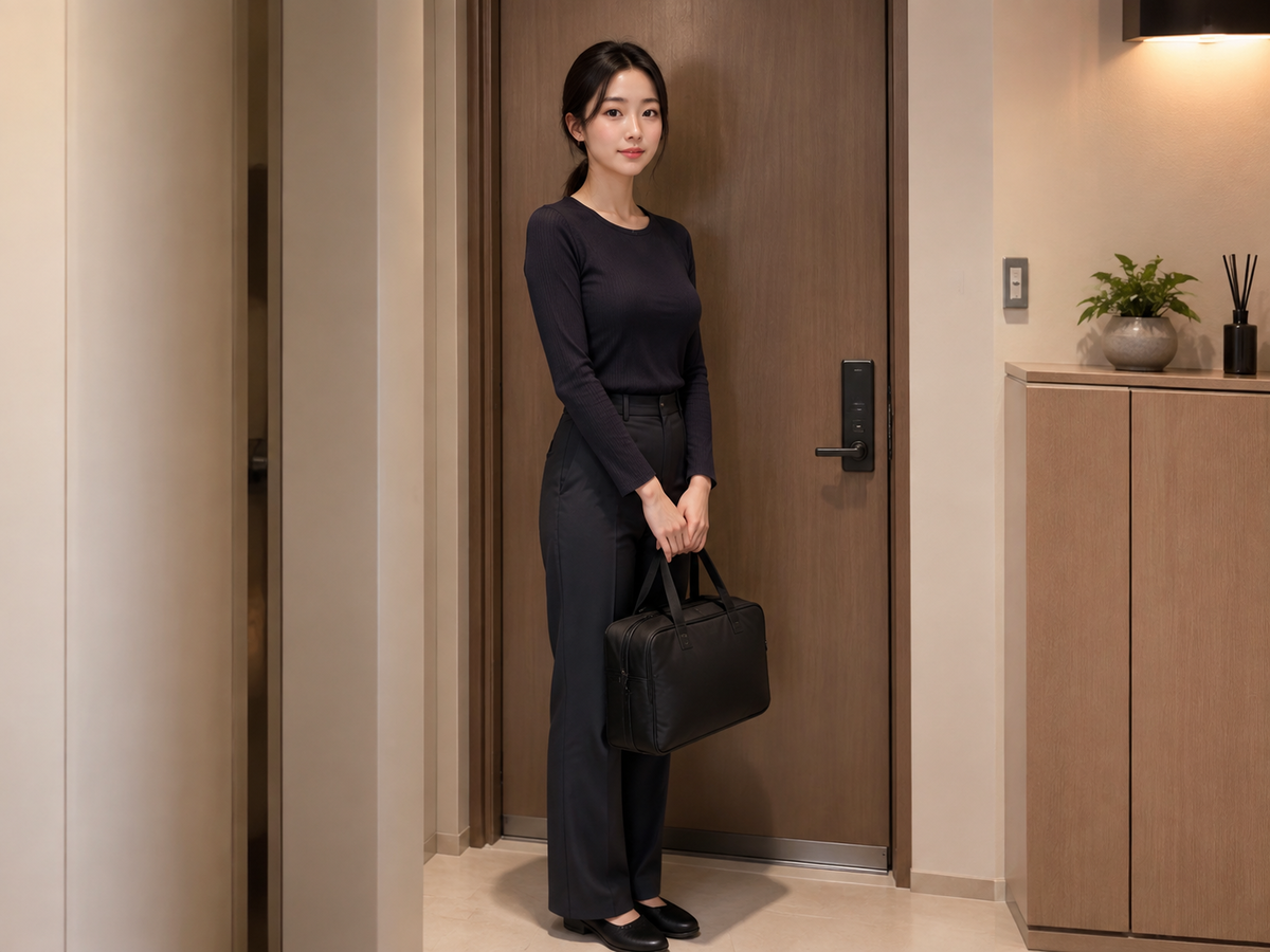 시흥 월곶 방문 홈케어 일정을 준비하는 젊은 성인 한국 여성 관리사